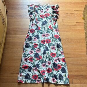 flutter sleeve poppy floral dress